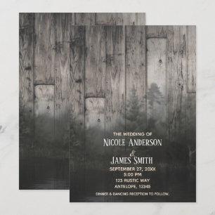 Invitation Lac de Wilderness Pins Bois & Mariage en Bois