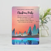 Invitation Lac d'hiver pittoresque avec Noël aux cerfs (Debout devant)