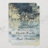 Invitation Lac Eau Vert Et Or Mariage de peinture moderne (Devant / Derrière)