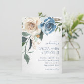 Invitation Lac Floral | Dusty Blue Denim Cream Mariage (Debout devant)