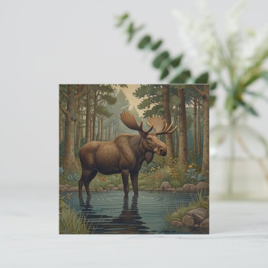 Invitation Lac forestier rustique de l'orignal (Debout devant)