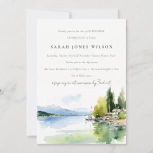 Invitation Lac Genève Suisse Aquarelle Anniversaire