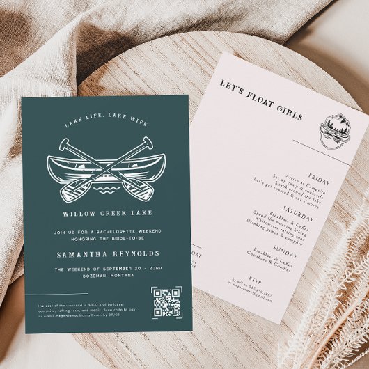 Invitation Lac minimal moderne | Fin de semaine de bacheloret