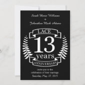 Invitation Lace 13 ans d'anniversaire de mariage traditionnel (Devant)