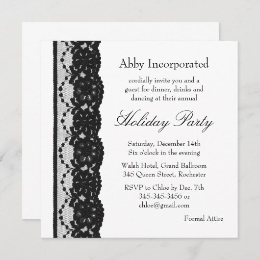 Invitation Lace Blanche (Devant / Derrière)