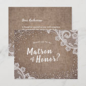 Invitation Lace burlap rustique serais-tu ma témoin de mariag (Devant / Derrière)