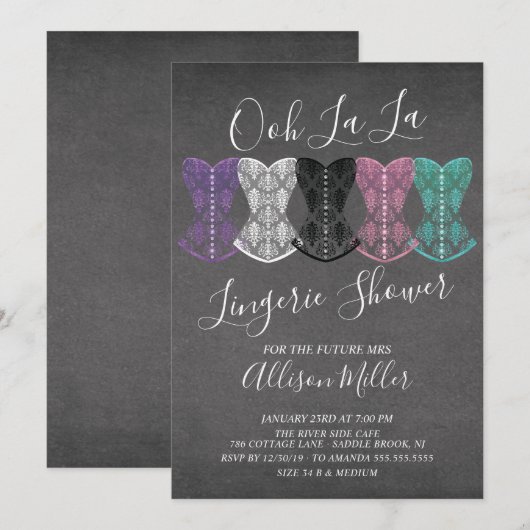 Invitation Lace Corset Lingerie Douche nuptiale (Devant / Derrière)