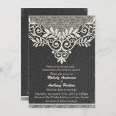 Invitation Lace cuir Rustique Black Ivory Biker Mariage (Devant / Derrière)