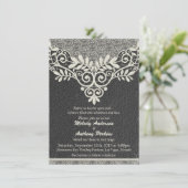 Invitation Lace cuir Rustique Black Ivory Biker Mariage (Debout devant)