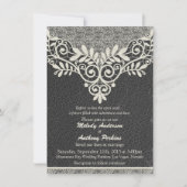 Invitation Lace cuir Rustique Black Ivory Biker Mariage (Devant)