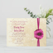 Invitation Lace Damask Moody Dark Rose Gerber Daisy Mariage (Debout devant)