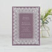 Invitation Lace Doily Blush Purple Elegant Bridal Shower (Debout devant)