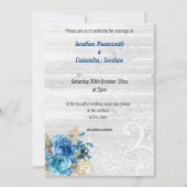 INVITATION LACE FLORAL NAVY BLUE RUSTIC MARIAGE NAVY (Devant)