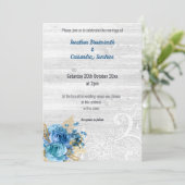INVITATION LACE FLORAL NAVY BLUE RUSTIC MARIAGE NAVY (Debout devant)