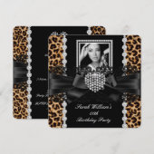 Invitation Lace léopard Diamond Coeur Photo Anniversaire Part (Devant / Derrière)
