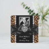 Invitation Lace léopard Diamond Coeur Photo Anniversaire Part (Debout devant)
