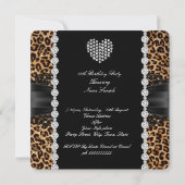 Invitation Lace léopard Diamond Coeur Photo Anniversaire Part (Dos)