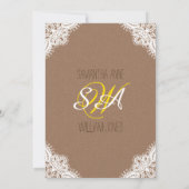 Invitation Lace Mason Jar Sunflower Fête des mariées rustique (Dos)