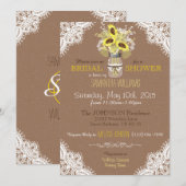 Invitation Lace Mason Jar Sunflower Fête des mariées rustique (Devant / Derrière)