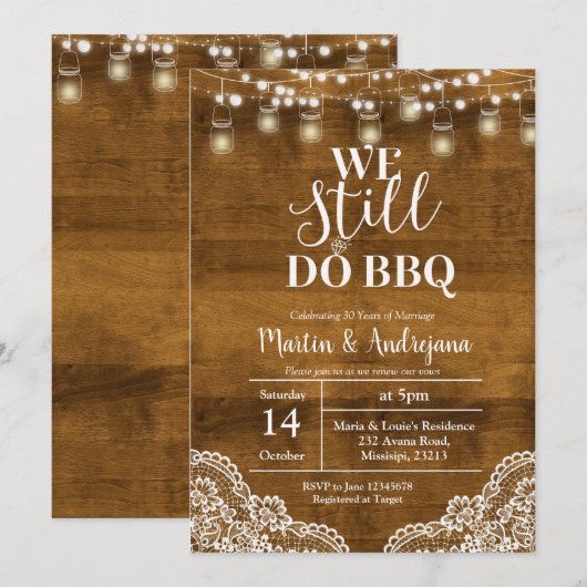 Invitation Lace Noces de Mariage Nous faisons toujours du BBQ (Devant / Derrière)