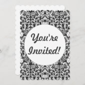 Invitation Lace noir blanc Damas Brocade (Devant / Derrière)