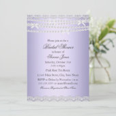 Invitation Lace & Pearl Purple Douche nuptiale (Debout devant)