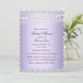 Invitation Lace & Pearl Purple Douche nuptiale (Debout devant)