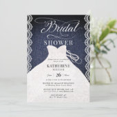 Invitation Lace Pearls Denim Robe de mariée Chic Fête des mar (Debout devant)