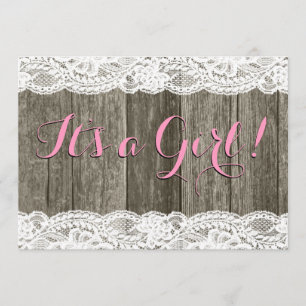 Invitation Lace rustique et Baby Shower en bois de grange