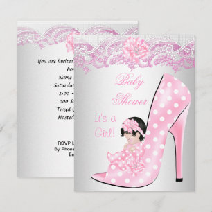 Invitation Lacet de chaussure de bébé rose pour une baby show