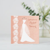 Invitation Lacez, robe de mariage sur l'invitation de corail (Debout devant)
