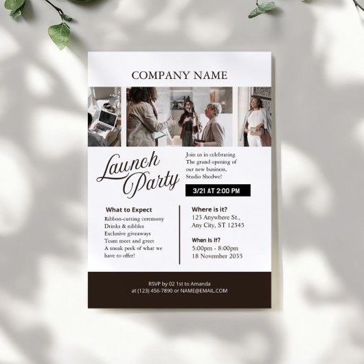 Invitation lack and White Professional Company Launch Party