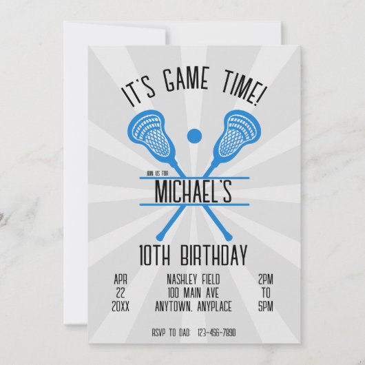Invitation Lacrosse Sports Birthday (Devant)