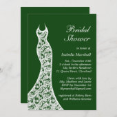 Invitation Lacy Emerald Green Bridal Shower (Devant / Derrière)