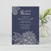 Invitation Lacy Floral Henna Mandala Bridal Showboat Invitati (Debout devant)