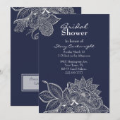 Invitation Lacy Floral Henna Mandala Bridal Showboat Invitati (Devant / Derrière)