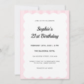 Invitation Ladies 21st Birthday Pink Dinner Party Scalloped (Devant)