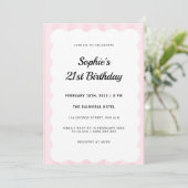 Invitation Ladies 21st Birthday Pink Dinner Party Scalloped (Debout devant)