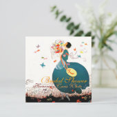 INVITATION LADY AVEC BOUQUET FLEURIER ET BOUTTERFLIES MONOGRA (Debout devant)