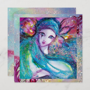 Invitation LADY BLUE MASK Élégante mascarade vénitienne