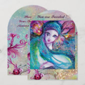 Invitation LADY BLUE MASK Fête de Mascarade Tourbillons Flora (Devant / Derrière)