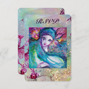 Invitation LADY BLUE MASK Mariage vénitien fête mascarade