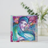 Invitation LADY BLUE MASK Masquerade Party Floral Sparkings (Debout devant)