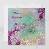 Invitation LADY BLUE MASK Masquerade Party Floral Sparkings (Dos)