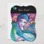 Invitation LADY BLUE MASK Soirée Mascarade, Fleurs Rouge Noir (Devant)