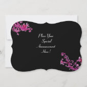 Invitation LADY BLUE MASK Soirée Mascarade, Fleurs Rouge Noir (Dos)