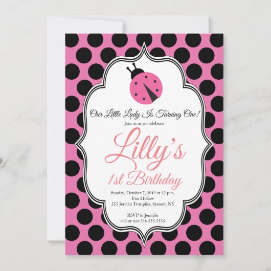 Invitation Lady Bug 1er Anniversaire (Devant)