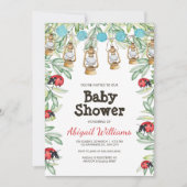 Invitation Lady Bug dans le Baby shower de jardin verdoyant (Devant)