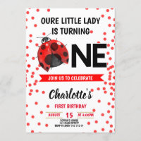 Lady Bug Girl premier anniversaire Red Confetti