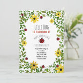 Invitation Lady Bugs + Filles Fleurs sauvages Anniversaire (Debout devant)